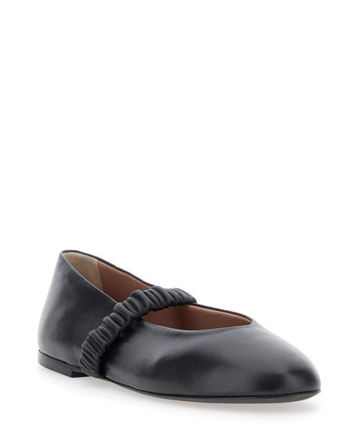 Pollini Black Ballet Flats With Elasticated Band On The Front