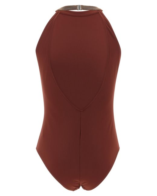 Brunello Cucinelli Red Polyamide One-Piece Swimsuit Clothing
