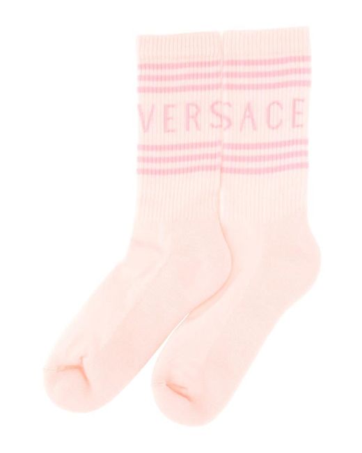 Versace Pink Sock With Logo