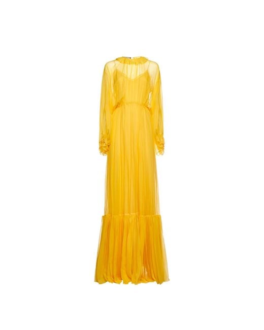Gucci Yellow Silk Long Dress