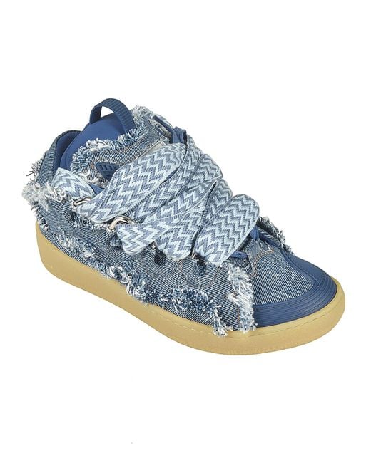 Lanvin Blue Frayed Denim Curb Sneakers