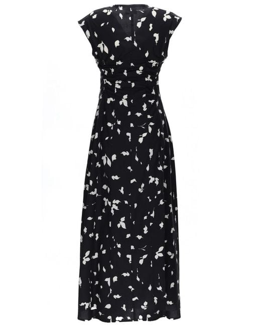 Alysi Black V-Neck Long Dress Cotton
