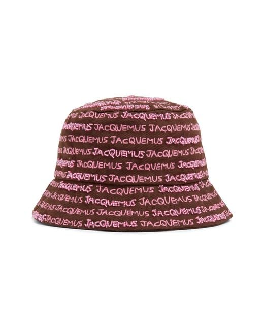 Jacquemus Red Le Bob Bordado Logo Bucket Hat Accessories Beanies