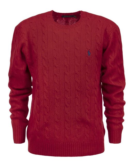 Polo Ralph Lauren Red Wool And Cashmere Cable-Knit Sweater for men