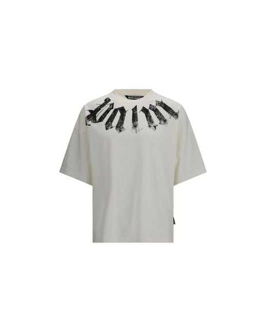 Palm Angels Gray Cotton T-Shirt for men