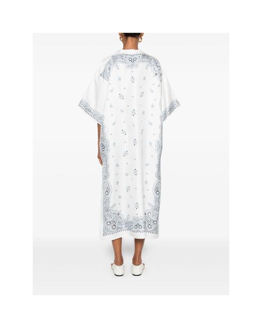 Ferragamo White Cape Silk Day Dresses