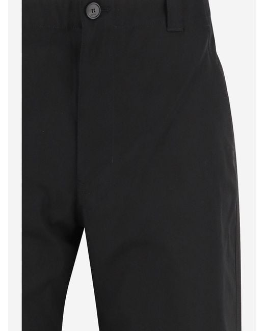 Gucci Black Cotton Trousers With Web Detail for men