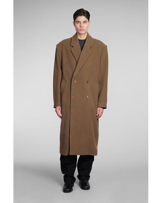 Lemaire Natural Coat In Brown Wool for men