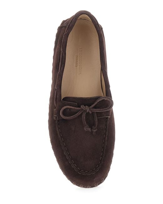 Le Monde Beryl Brown Loafers With Suede Bow Detail Goat