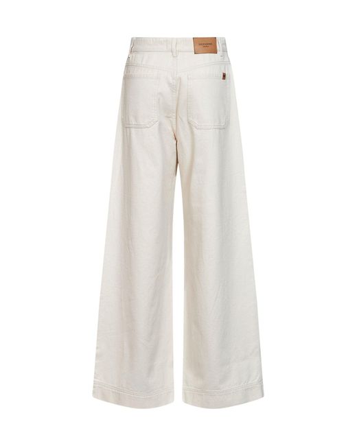 Weekend by Maxmara White Wide-Leg Trousers Wkdcanneti Cotton