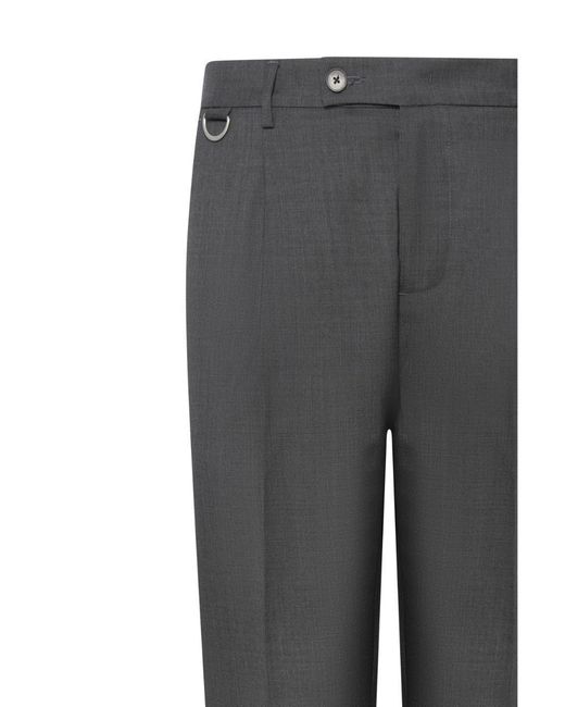 Low Brand Gray Slim Carrot-Fit Virgin Wool Trousers With Single Front Pleat for men