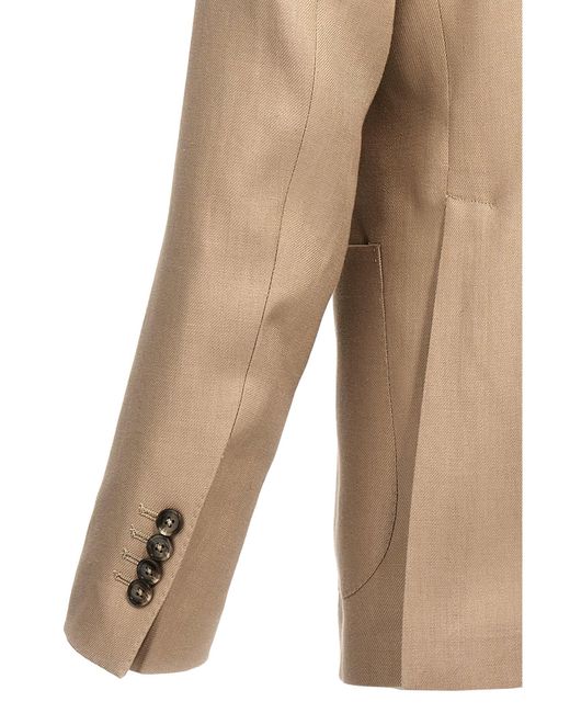 Tagliatore Natural Double-Breasted Linen Suit for men