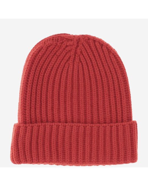 Patou Red Cashmere And Wool Beanie With Logo