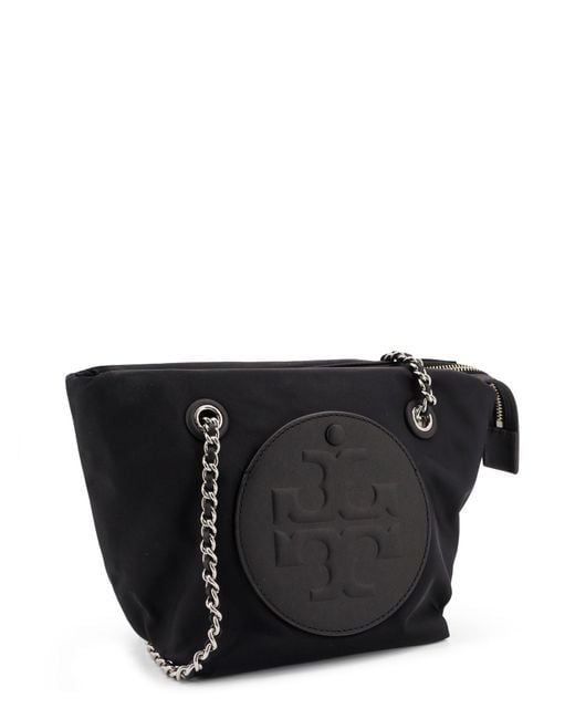 Tory Burch Black Ella Chain Small Nylon Shoulder Bag