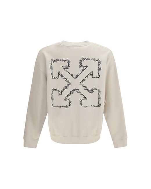 Off-White c/o Virgil Abloh White Script Arrow Crewneck Sweatshirt Cotton Sweatshirts for men