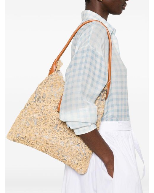 Ermanno Scervino Natural Rafia Medium Hobo Bag