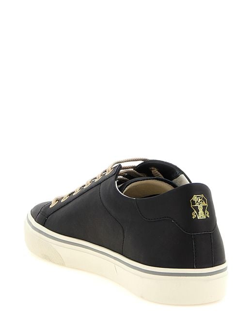 Brunello Cucinelli Black Calfskin Low Top Sneakers for men
