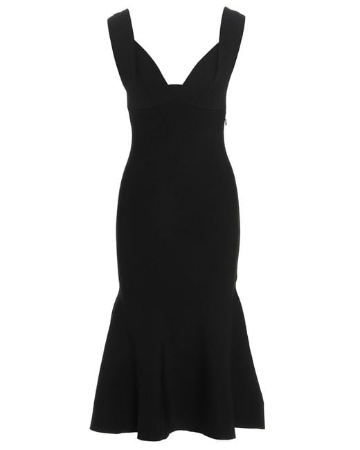 Roland Mouret Women's Black Stretch Knit Midi Dress