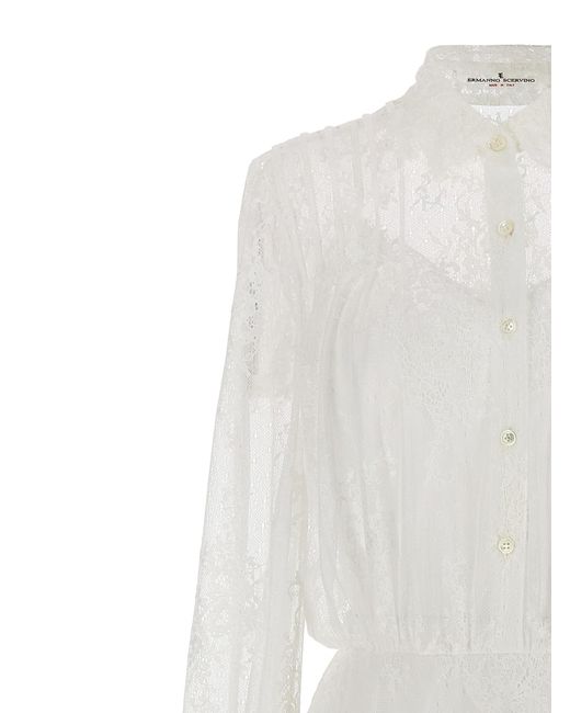 Ermanno Scervino White Lace Long Dress