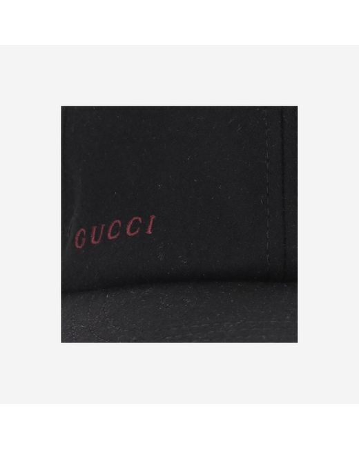 Gucci Black Wool Baseball Cap With Adjustable Strap Hat for men