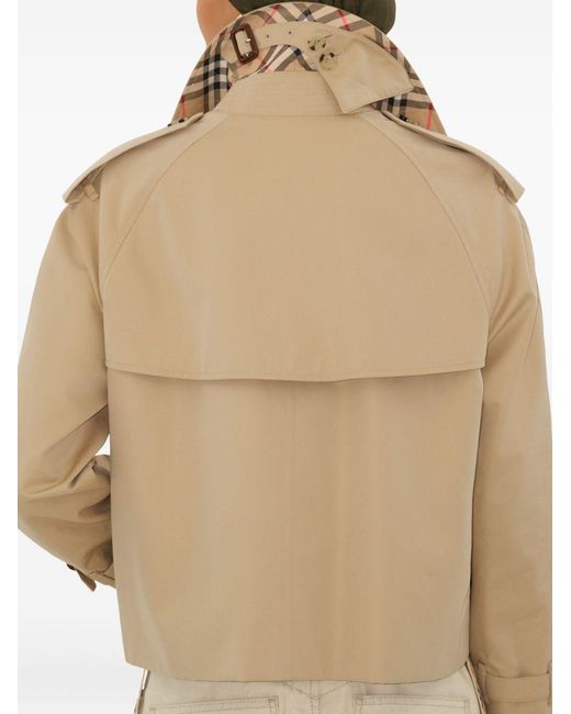 Burberry Natural Cotton Cropped Trench Coat