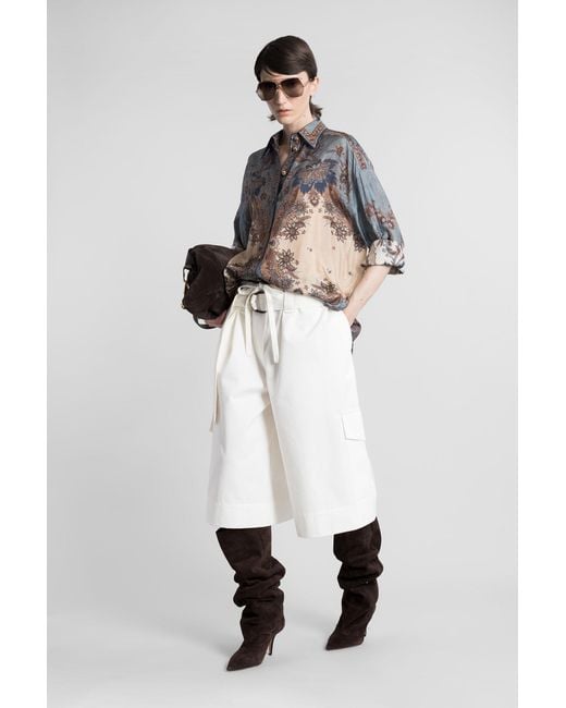 Zimmermann Gray Shirt In Blue Silk