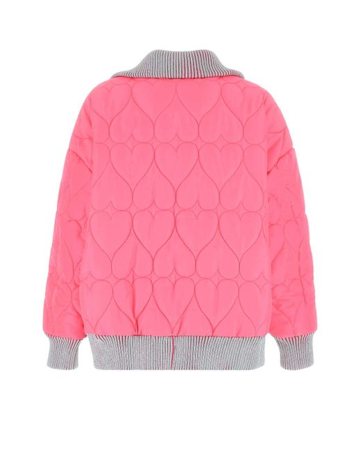 Marco Rambaldi Pink Fluo Polyester Blend Padded Bomber