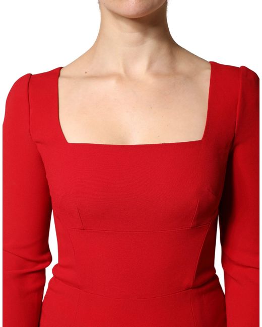 Dolce & Gabbana Red Double-Breasted Wool Blend Coat