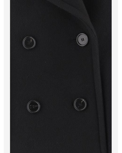 Chloé Black Coat Oversized Short Wool-Blend