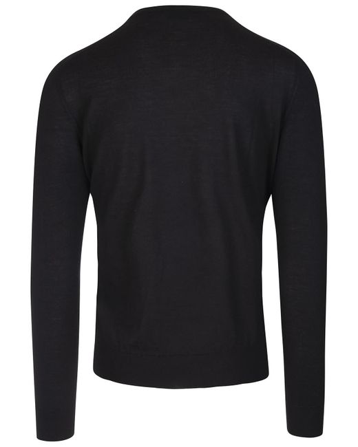 Fedeli Black Cashmere Pullover With V-Neck for men