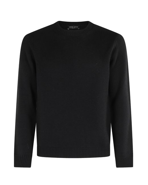 Roberto Collina Black Girocollo Ml for men