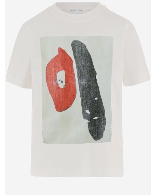 Bottega Veneta White Cotton T-Shirt With Print T-Shirts for men