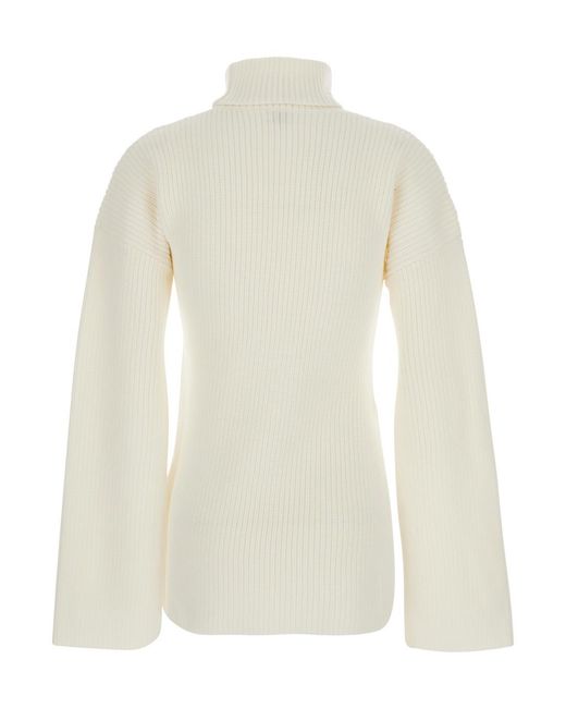 Totême  White High Neck Wool Jumper Tops