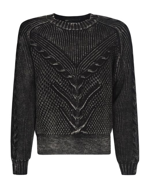 Neil Barrett Vintage Cable Knit Sweater in Black for Men Lyst