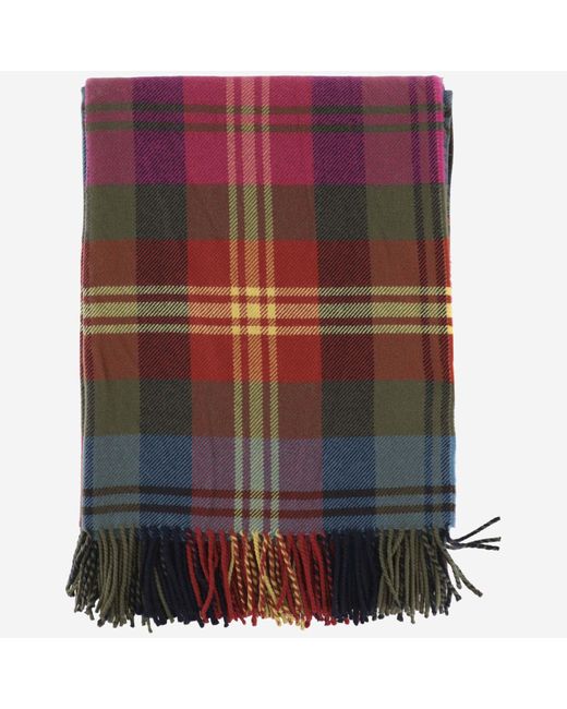 Etro Purple Wool Scarf With Check Pattern