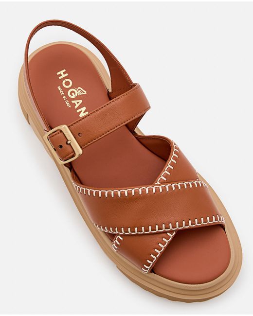Hogan Brown H644 Leather Sandals