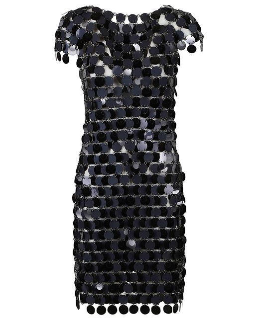 Rabanne Black Disc Embellished Short Dress