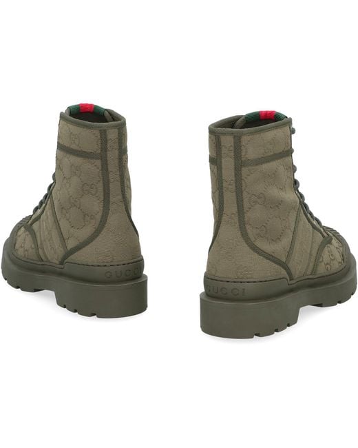 Gucci Green Laced Ankle Boots Cotton for men