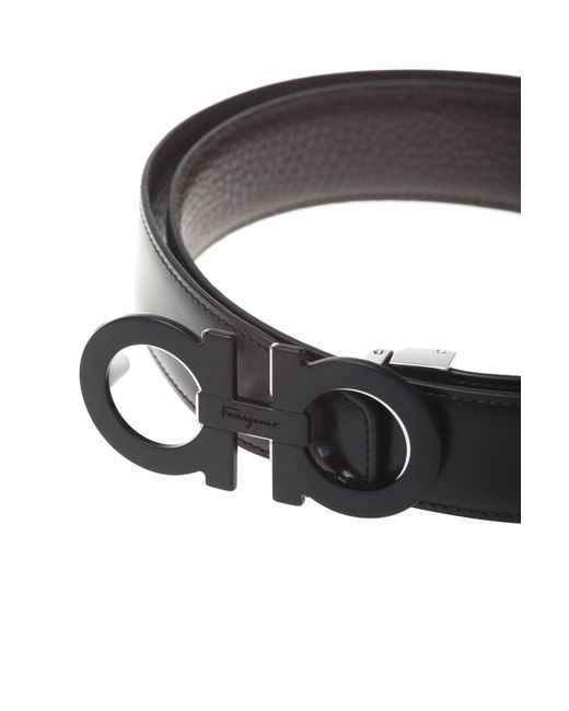 Ferragamo Black Salvatore Gancini Reversible And Adjustable Belt for men