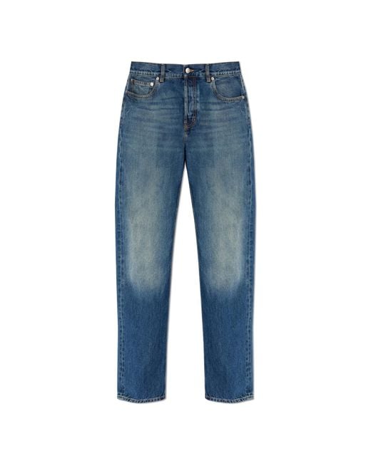 Alexander McQueen Blue Jeans With Logo, for men