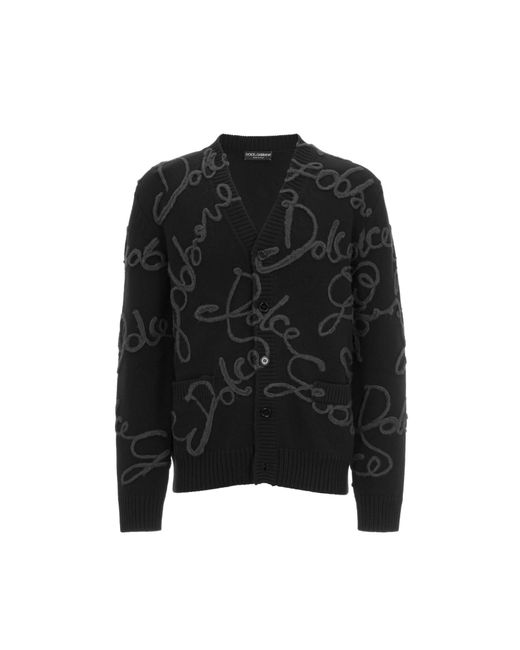 Dolce & Gabbana Black Wool And Cashmere Cardigan for men