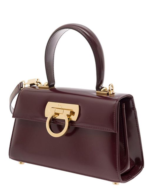 Ferragamo Purple Handbag With Gancini Closure