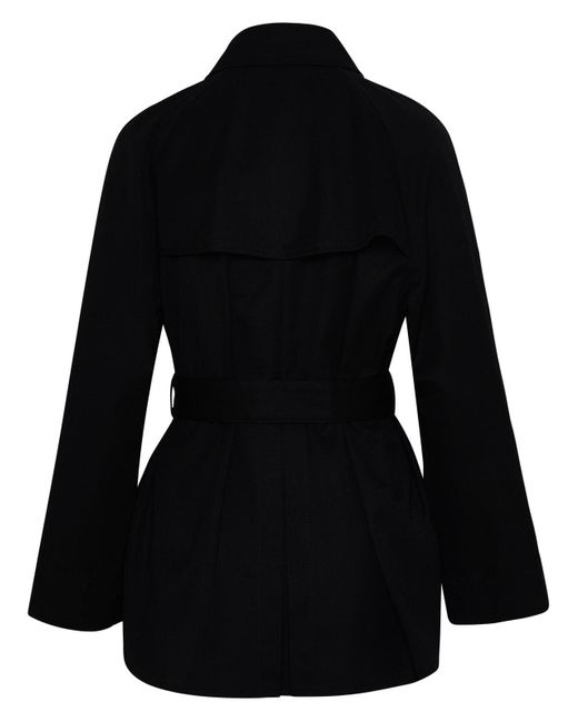 Fay Black Cotton Blend Trench Coat