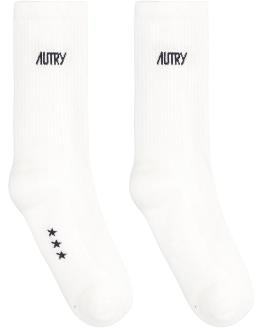 Autry White Logo Cotton Blend Socks