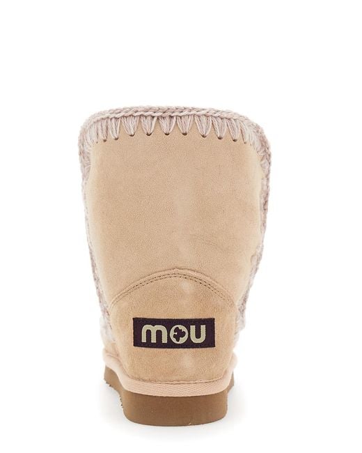 Mou Natural Ankle Boots Patent Suede Sheep
