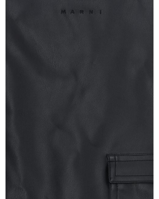 Marni Black Dress With Eco-Leather Trim, Polyester