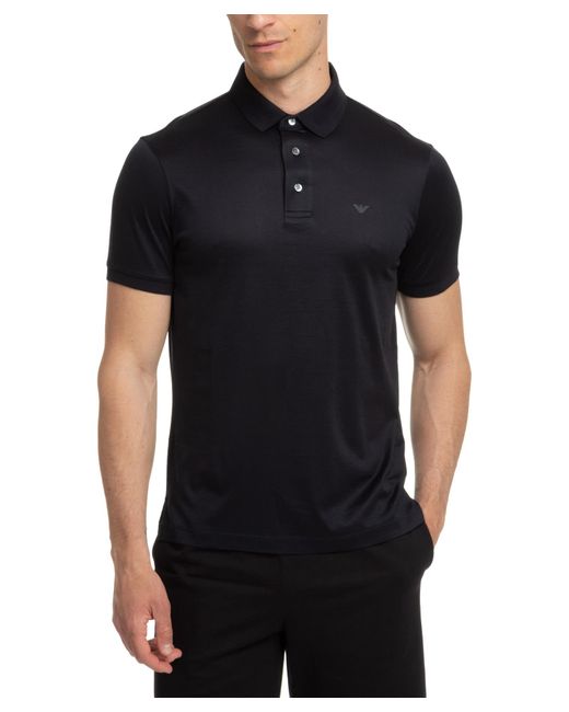 Emporio Armani Black Cotton Polo Shirt for men