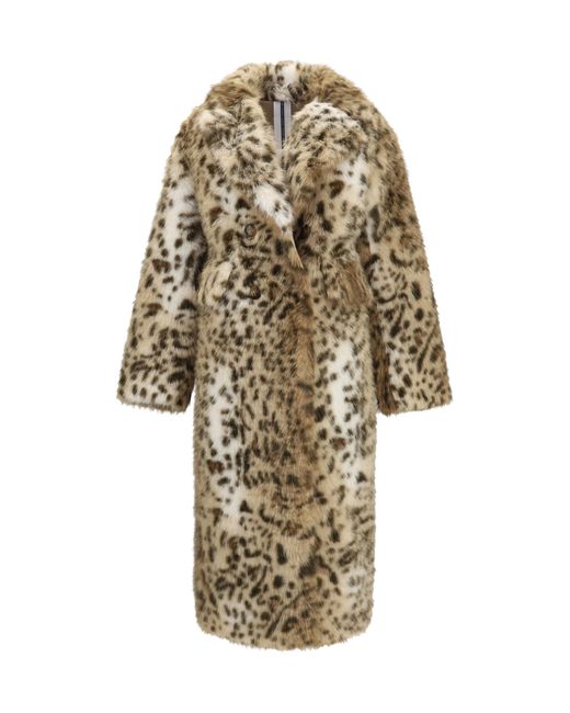 S.w.o.r.d 6.6.44 White Faux Fur Hooded Leopard Print Coat Polyester