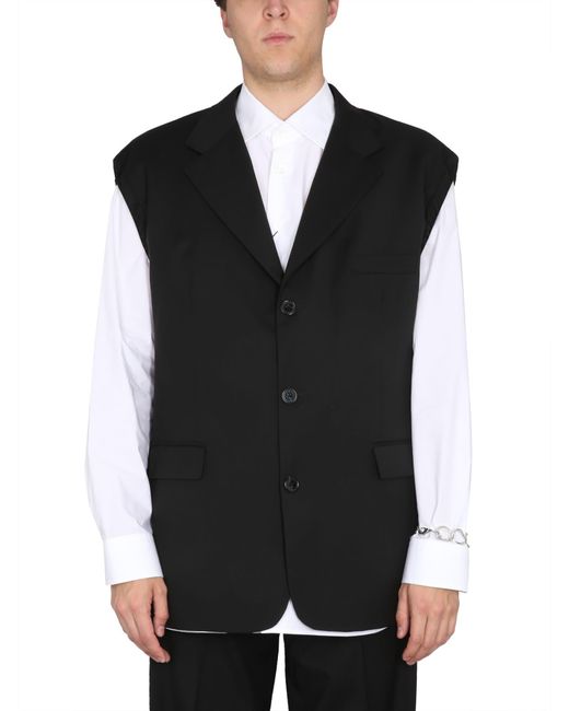 Raf Simons Black Sleeveless Jacket for men