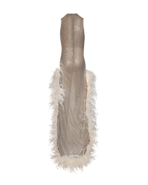 GIUSEPPE DI MORABITO Natural Crystal-Embellished Tulle Asymmetric Maxi Dress
